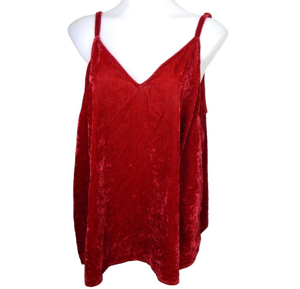 Torrid Women's 2 2X Tank Top Sophie Velvet Swing Cami Red V-Neck Sleeveless